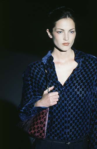 Gucci by Tom Ford F/W 1997 Black GG Velvet Monogram Shirt