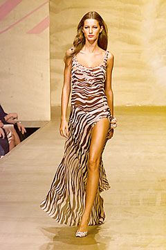 Blumarine SS2000 Zebra Print Silk Wrap Skirt with Floral Embroidery