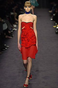 Yves Saint Laurent by Tom Ford F/W 2003 Red Ruffled Wrap Skirt