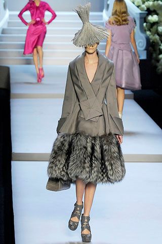 Christian Dior F/W 2007 Embellished Silk Faille Suit with Mink Cuffs
