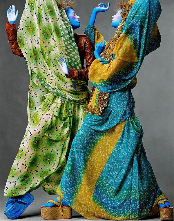John Galliano S/S 2003 "Indian Summer" Green Lotus Jersey Tiered Ruffles Dress